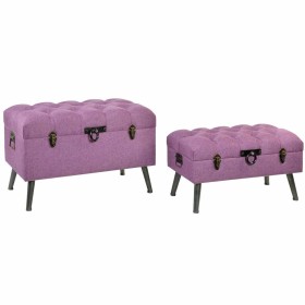 Banquette DKD Home Decor Métal Polyester Fuchsia Bois MDF (81 x 42 x 52 cm) de DKD Home Decor, Chaises - Réf : S3021985, Prix...