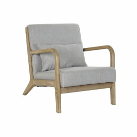 Armchair DKD Home Decor Grey Polyester Linen Rubber wood (65 x 83 x 74 cm) by DKD Home Decor, Chair and sofa accessories - Re...