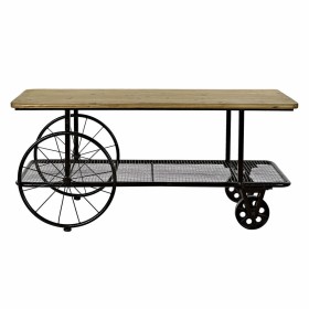 Mesa de apoio DKD Home Decor Preto Cobre Natural PVC Metal Abeto 112 x 54 x 52 cm de DKD Home Decor, Jogos de móveis - Ref: S...