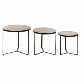 Set mit 3 Tischen DKD Home Decor Braun Schwarz Metall Kunststoff Mango-Holz 60 x 60 x 55 cm von DKD Home Decor, Tische - Ref:...