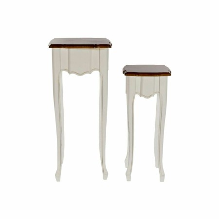 Conjunto de 2 mesas DKD Home Decor Branco Castanho 35 x 35 x 80 cm | Tienda24 - Global Online Shop Tienda24.eu