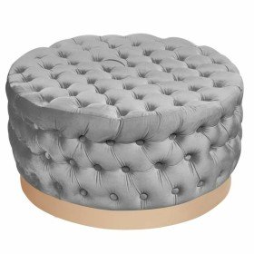 Footrest DKD Home Decor Grey Golden Metal Natural rubber Velvet 44 x 44 x 46 cm | Tienda24 - Global Online Shop Tienda24.eu