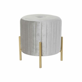 Footrest DKD Home Decor Grey Golden Metal Natural rubber Velvet 44 x 44 x 46 cm by DKD Home Decor, Footstools & Ottomans - Re...