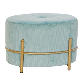 Banqueta DKD Home Decor Dourado Metal Poliéster Veludo Azul celeste (51 x 36 x 34 cm) de DKD Home Decor, Cadeiras - Ref: S302...