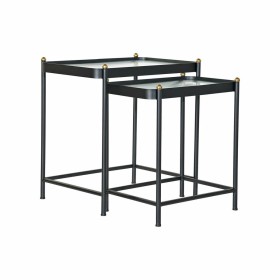 Table d'appoint DKD Home Decor Noir Métal Verre (2 pcs) de DKD Home Decor, Tables - Réf : S3023175, Prix : 224,12 €, Remise : %