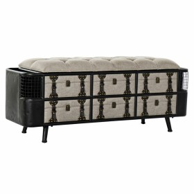 Banqueta DKD Home Decor 120 x 40 x 50 cm Preto Bege Metal Poliuretano de DKD Home Decor, Cadeiras - Ref: S3023242, Preço: 233...