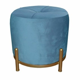 Repousa pés DKD Home Decor Azul Poliéster Metal Dourado (38 x 38 x 34 cm) de DKD Home Decor, Pufes e repousa-pés - Ref: S3023...