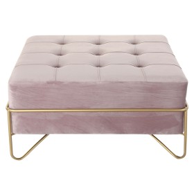 Banqueta DKD Home Decor Espuma Cor de Rosa Dourado Metal Poliéster Veludo Madeira MDF (80 x 80 x 42 cm) de DKD Home Decor, Ca...