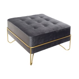 Banqueta DKD Home Decor Espuma Cinzento Dourado Metal Poliéster Veludo Madeira MDF (80 x 80 x 47 cm) de DKD Home Decor, Cadei...