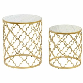 Mesa auxiliar DKD Home Decor Plateado Metal Blanco Mármol (48 x 48 x 57 cm) (2 pcs) (40 x 40 x 46 cm) de DKD Home Decor, Mesa...