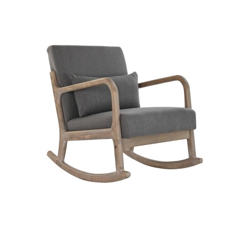 Rocking Chair DKD Home Decor Natural Dark grey Polyester Rubber wood Sixties 66 x 85 x 81 cm by DKD Home Decor, Chair and sof...