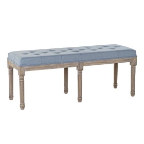 Banqueta DKD Home Decor Azul Poliéster Lino Madera de caucho (122 x 41 x 48 cm) de DKD Home Decor, Sillas - Ref: S3023587, Pr...