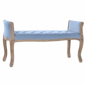 Banquette DKD Home Decor Bleu Marron Lin Bois d'hévéa (109 x 39 x 60 cm) de DKD Home Decor, Chaises - Réf : S3023592, Prix : ...