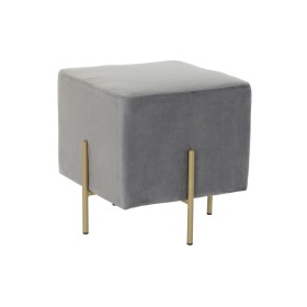 Repousa pés DKD Home Decor Scandi Cinzento Dourado Metal Veludo 42 x 42 x 45 cm de DKD Home Decor, Pufes e repousa-pés - Ref:...