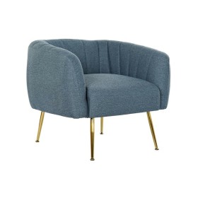 Poltrona DKD Home Decor Azul Dourado Espuma Madeira Metal Plástico 81 x 75 x 73 cm de DKD Home Decor, Cadeiras - Ref: S302386...