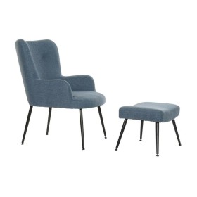 Sillón DKD Home Decor Azul Negro Metal 70 x 60 x 84 cm de DKD Home Decor, Sillas - Ref: S3023871, Precio: 195,62 €, Descuento: %