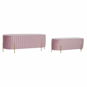 Banquette DKD Home Decor Rose Doré Métal Polyester Velours (123 x 50 x 45 cm) de DKD Home Decor, Chaises - Réf : S3023888, Pr...