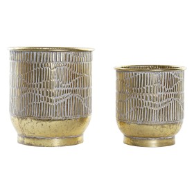 Planter DKD Home Decor Golden Metal (2 pcs) (28 x 28 x 30 cm) by DKD Home Decor, Cachepots - Ref: S3023997, Price: 49,69 €, D...