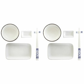 Set de sushi DKD Home Decor 33,5 x 34,5 x 9 cm Porcelaine Blanc Blue marine Oriental (33,5 x 34,5 x 9 cm) de DKD Home Decor, ...