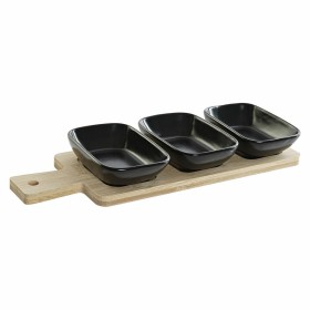 Set de Aperitivo DKD Home Decor Negro Natural Bambú Plástico Gres Cottage 4 Piezas 28 x 10 x 1 cm (4 pcs) de DKD Home Decor, ...