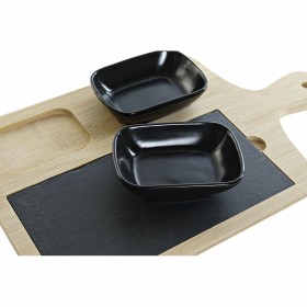 Set da Aperitivo DKD Home Decor Nero Naturale Bambù Plastica Gres Lavagna Cottage 33 x 19,7 x 3,5 cm (4 pcs) di DKD Home Deco...