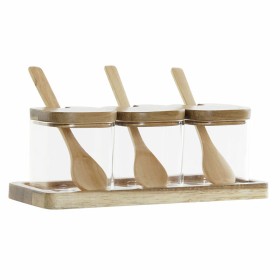 Conjunto de 3 Potes DKD Home Decor Multicolor Transparente Natural 150 ml 20,5 x 8 x 1,5 cm de DKD Home Decor, Armazenamento ...