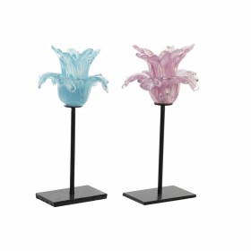 Candleholder DKD Home Decor Blue Pink Metal Crystal 12 x 12 x 24 cm (2 Units) by DKD Home Decor, Candelabras and candle holde...