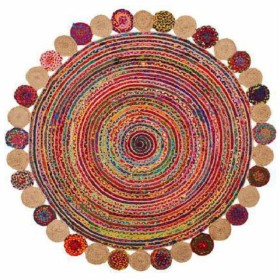 Alfombra DKD Home Decor Algodón Multicolor Jute (200 x 200 x 1 cm) de DKD Home Decor, Alfombras infantiles - Ref: S3027343, P...