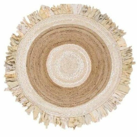 Tapis DKD Home Decor 140 x 140 x 1 cm Naturel Beige Marron Polyester Coton Tropical Jute Frange | Tienda24 - Global Online Shop Tienda24.eu