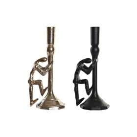 Candelabro DKD Home Decor 12 x 10 x 27 cm Champanhe Preto Alumínio Moderno (2 Unidades) de DKD Home Decor, Candelabros e supo...