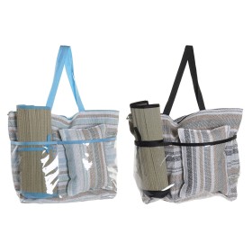 Bolsa de Playa DKD Home Decor 44 x 23 x 62 cm Lienzo Gris Azul Marrón Verde PVC (2 Unidades) de DKD Home Decor, Bolsas de tel...