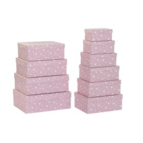 Jeu de Caisses de Rangement Empilables DKD Home Decor Blanc Enfant Rose clair Carton (43,5 x 33,5 x 15,5 cm) de DKD Home Deco...