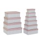 Jeu de Caisses de Rangement Empilables DKD Home Decor Doré Blanc Rose clair Carton (43,5 x 33,5 x 15,5 cm) de DKD Home Decor,...