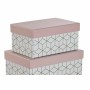 Jeu de Caisses de Rangement Empilables DKD Home Decor Doré Blanc Rose clair Carton (43,5 x 33,5 x 15,5 cm) de DKD Home Decor,...