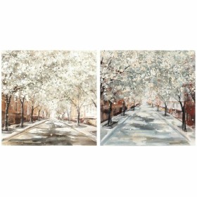 Quadro DKD Home Decor Alberi Cottage 100 x 3,7 x 100 cm (2 Unità) di DKD Home Decor, Stampe e quadri su tela - Rif: S3028217,...