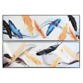 Painting DKD Home Decor Feathers 180 x 3 x 60 cm (2 Units) by DKD Home Decor, Prints on Canvas - Ref: S3028599, Price: 237,16...