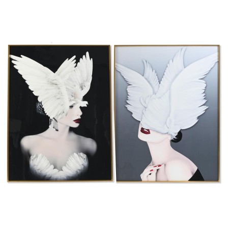 Cadre DKD Home Decor Plumes 60 x 3 x 80 cm Moderne (2 Unités) | Tienda24 - Global Online Shop Tienda24.eu