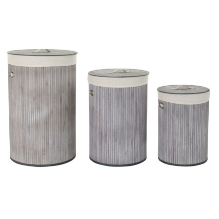 Juego de Cestos DKD Home Decor Beige Gris Bambú 38 x 38 x 60 cm (3 Piezas) (2 Unidades) de DKD Home Decor, Cajas - Ref: S3028...