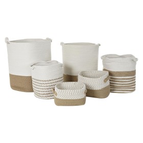 Basket set DKD Home Decor White Cotton Jute (45 x 45 x 54 cm) (6 Pieces) by DKD Home Decor, Boxes - Ref: S3028929, Price: 106...