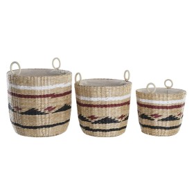 Conjunto de Cestas DKD Home Decor Poliéster Colonial Fibra (38 x 38 x 36 cm) de DKD Home Decor, Caixas - Ref: S3028969, Preço...