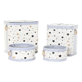 Juego de Cestos DKD Home Decor Blanco Negro Gris Dorado Bambú Estrellas 41 x 31 x 42 cm (4 Piezas) (2 Unidades) de DKD Home D...