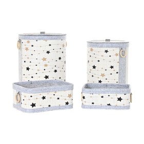 Set de basket DKD Home Decor Etoiles Bambou 36 x 36 x 50 cm (4 pcs) de DKD Home Decor, Boîtes et coffres de rangement - Réf :...