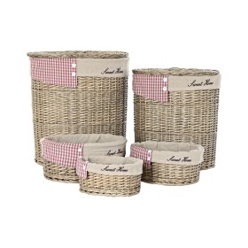 Set of Baskets DKD Home Decor Red Beige Natural wicker Cottage 51 x 37 x 56 cm (5 Pieces) (5 Units) by DKD Home Decor, Boxes ...