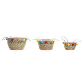 Conjunto de Cestas DKD Home Decor Poliéster Pompons (57 x 45 x 42,5 cm) de DKD Home Decor, Caixas - Ref: S3029000, Preço: 63,...