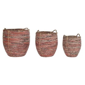 Basket set DKD Home Decor Peach Natural Boho 52 x 52 x 58 cm by DKD Home Decor, Boxes - Ref: S3029003, Price: 221,24 €, Disco...