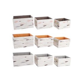 Set di Cestini DKD Home Decor Marrone Grigio Arancio 32 x 24 x 18 cm (3 Unità) di DKD Home Decor, Scatole e cassapanche - Rif...