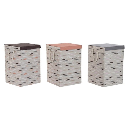 Laundry basket DKD Home Decor With lid 36 x 36 x 55 cm Grey Orange (3 Units) | Tienda24 - Global Online Shop Tienda24.eu