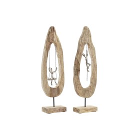 Statua Decorativa DKD Home Decor Marrone Argentato Naturale 18 x 9 x 62 cm (2 Unità) di DKD Home Decor, Soprammobili - Rif: S...