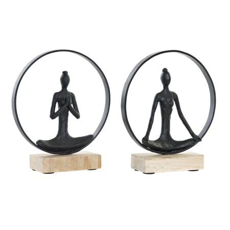 Decorative Figure DKD Home Decor 23 x 10 x 27 cm Black Brown Yoga (2 Units) by DKD Home Decor, Ornaments - Ref: S3029902, Pri...