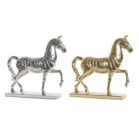 Figura Decorativa DKD Home Decor 34 x 9,5 x 33,5 cm Cavalo Prateado Dourado (2 Unidades) de DKD Home Decor, Adornos - Ref: S3...